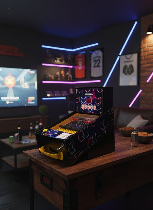"archinko" - Pinball arcade machine in a mancave
 